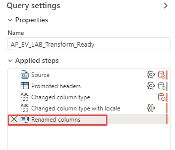 Screenshot dei passaggi applicati.