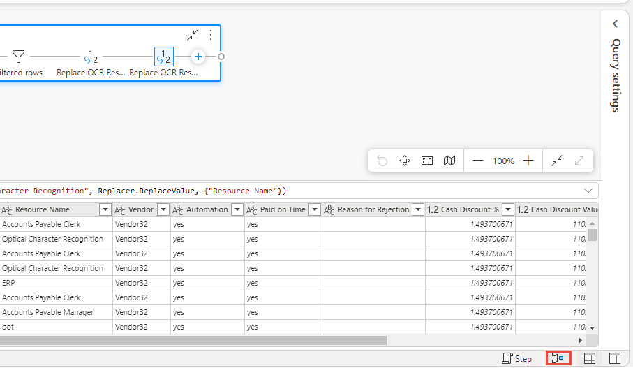 Screenshot del pulsante Vista diagramma.