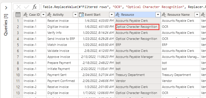 Screenshot dei valori Resource sostituiti.