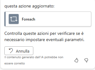 Screenshot che mostra l'elenco delle modifiche di Copilot.