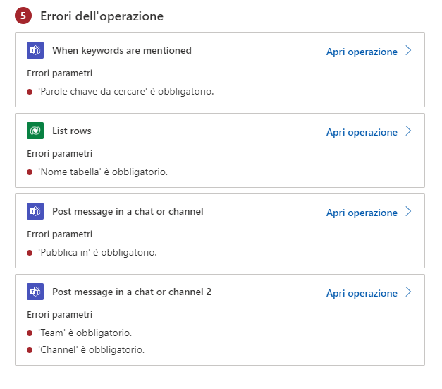 Screenshot che mostra il riquadro Verifica flusso.