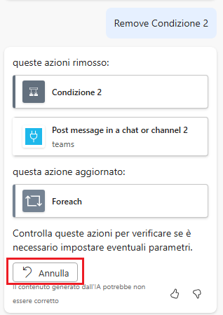 Screenshot che mostra il pulsante Annulla.
