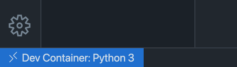 Screenshot dell'indicatore remoto con testo che indica il contenitore di sviluppo Python 3