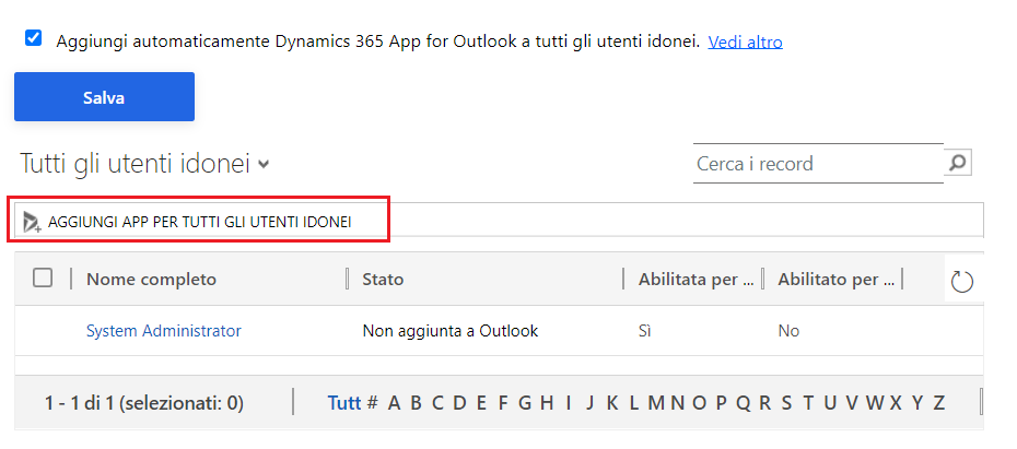 Schermata Tutti gli utenti idonei che mostra l'opzione Aggiungi app per tutti gli utenti idonei.