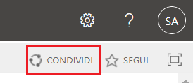 Screenshot del pulsante Condividi in SharePoint.