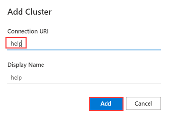 Screenshot of add help cluster in Azure Data Explorer web U I.