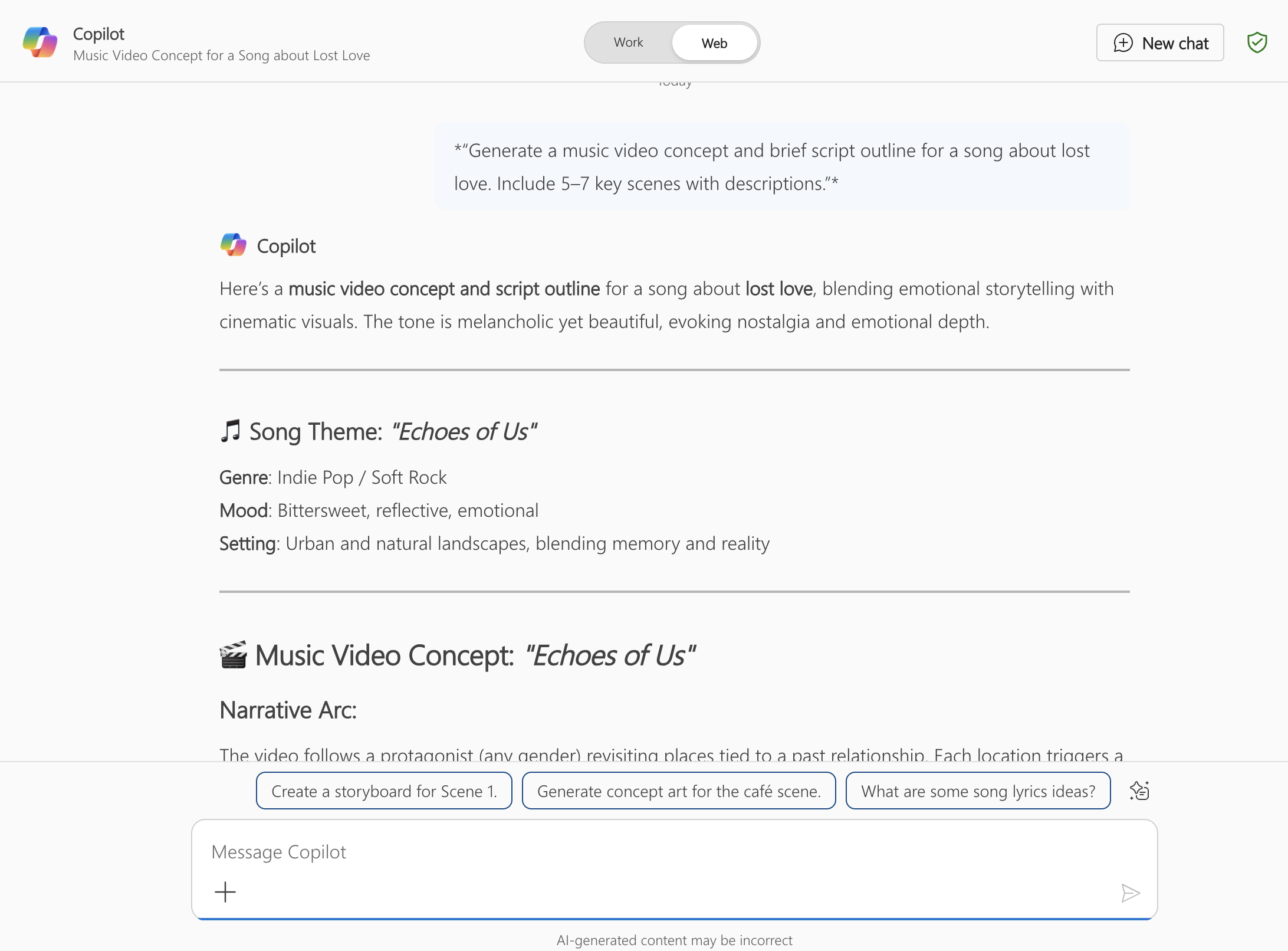 Esempio di screenshot del prompt di Copilot.