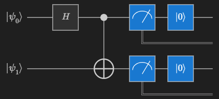 Screenshot del circuito che crea lo stato di Bell.
