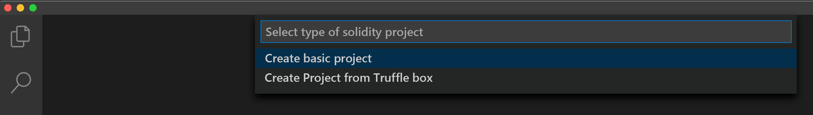 Screenshot showing the Create basic project selection in Visual Studio Code.