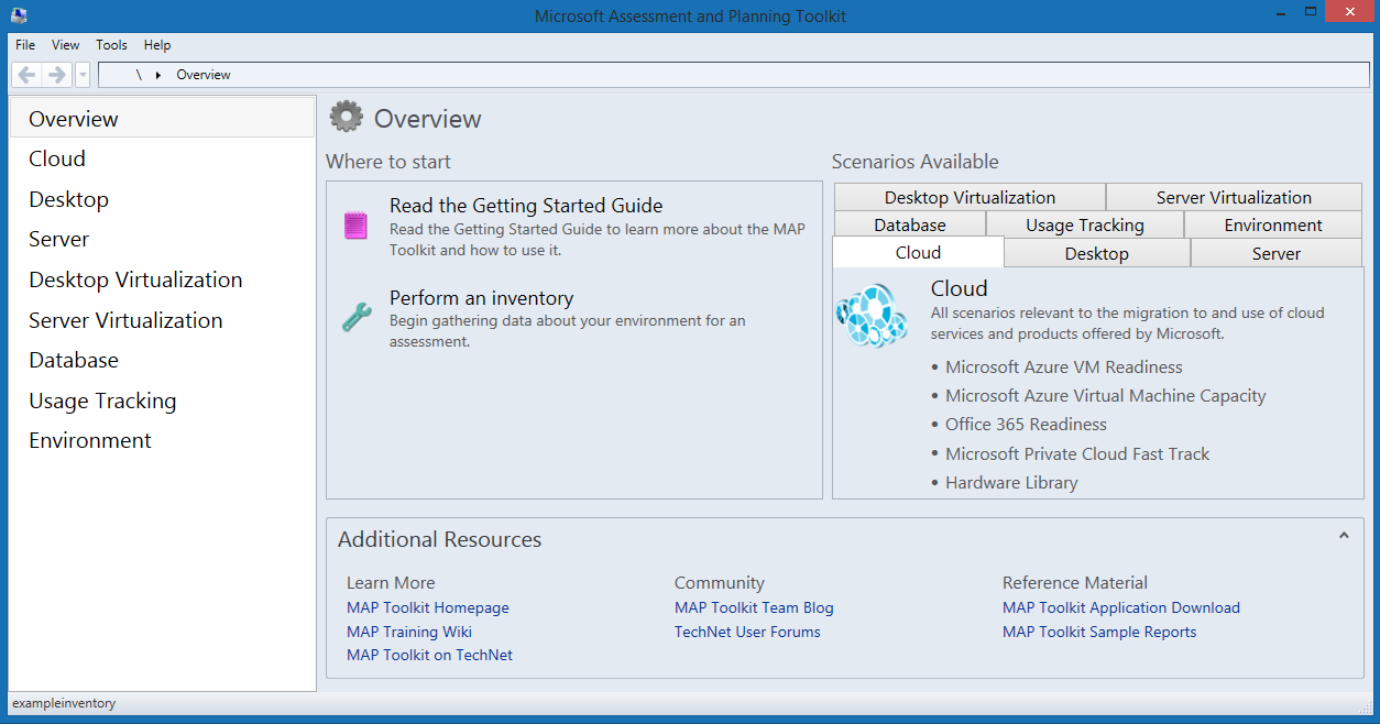Screenshot of the Microsoft Assessment and Planning Toolkit.