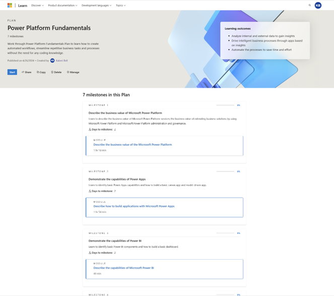 Screenshot dell'opzione Elimina nella pagina Gestisci piani.
