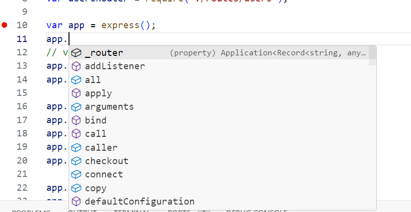 Screenshot che mostra IntelliSense durante la modifica del codice.