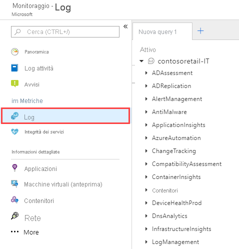 Screenshot that shows an example of Azure Monitor Logs in the Azure portal.