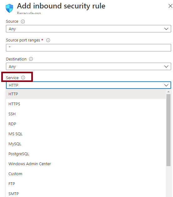 Screenshot that shows how to configure source and destination settings to create a security rule in the Azure portal.