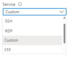 Screenshot that shows service rule options for a security rule in the Azure portal.
