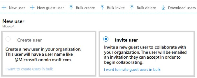 Screenshot of the User page in the Azure portal.