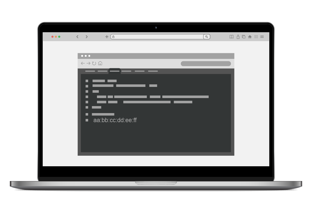 Diagramma che mostra un indirizzo mac.