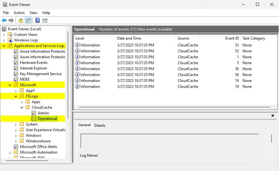 Screenshot mostra il Visualizzatore eventi di Windows.