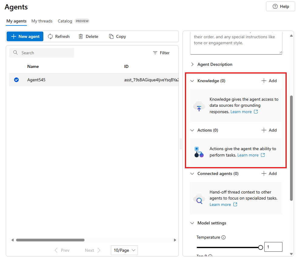Screenshot dell'aggiunta di strumenti nel portale Fonderia Azure AI per gli agenti.