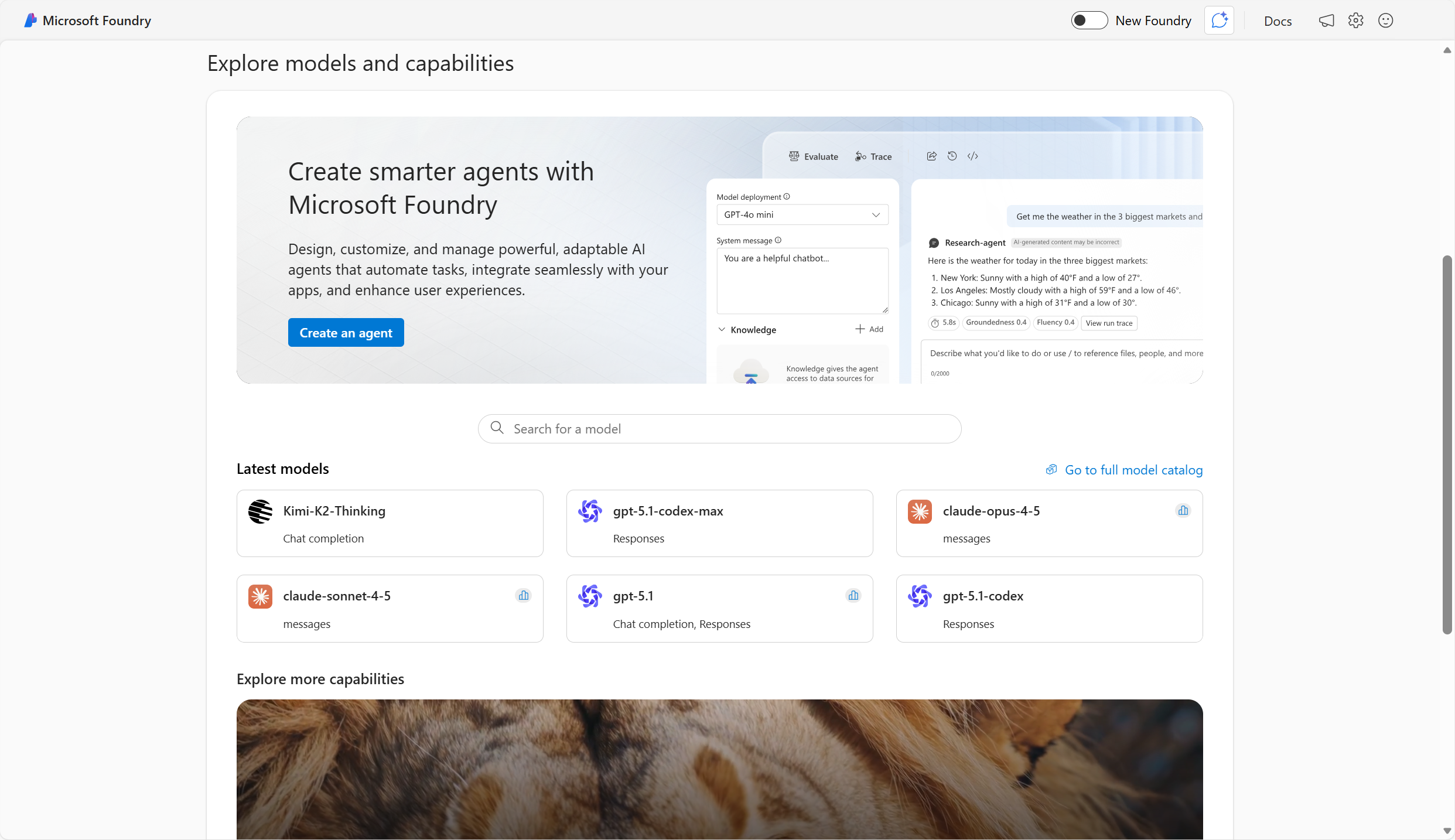 Screenshot della pagina principale di Foundry.