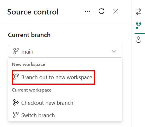 Screenshot della creazione di una nuova area di lavoro e di un ramo.