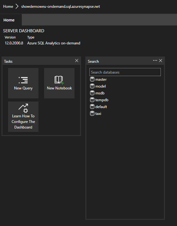Viewing a dashboard for Azure Synapse SQL pools in Azure Data Studio