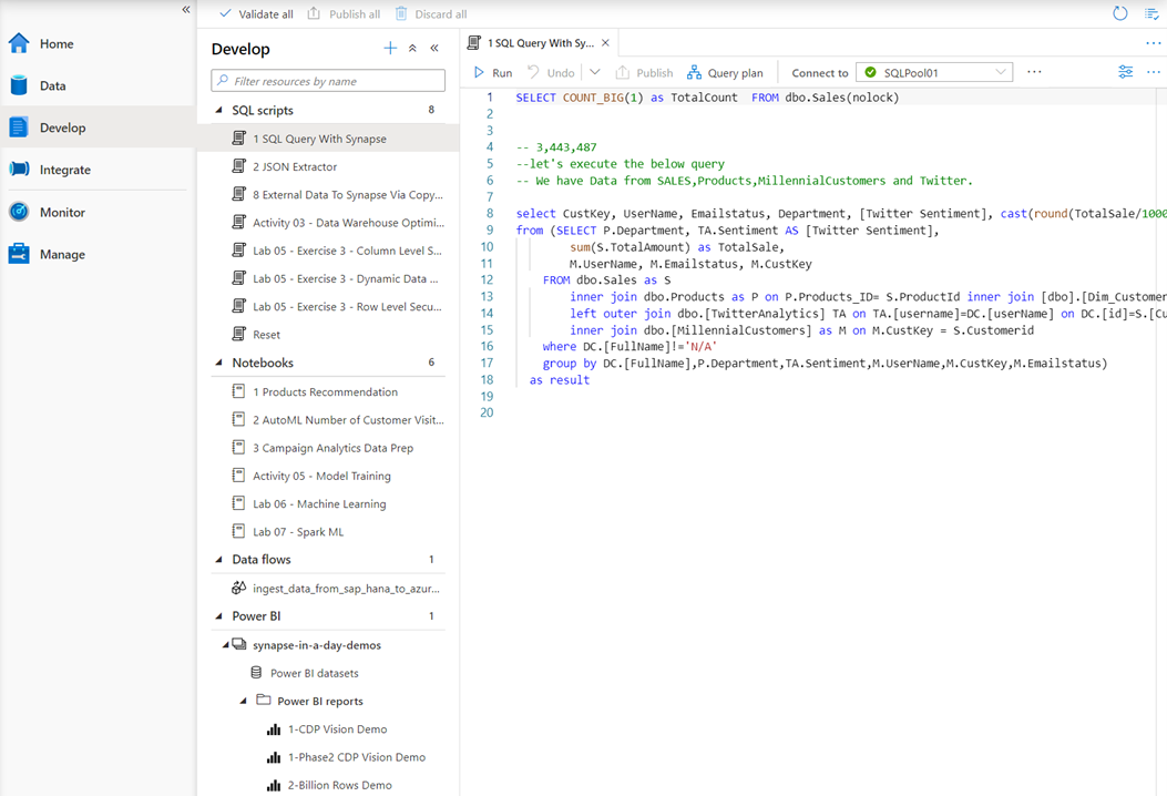 Defining scripts in Azure Synapse Analytics
