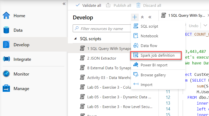 Defining a Spark job definition