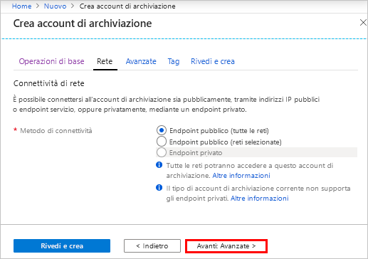 HDInsight networking tab in the Azure portal.