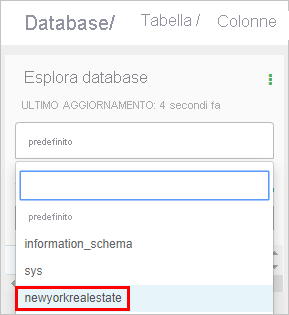 Database Explorer in the Data Analytics Studio application