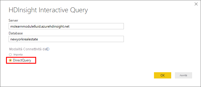 Connessione a HDInsight in Power BI