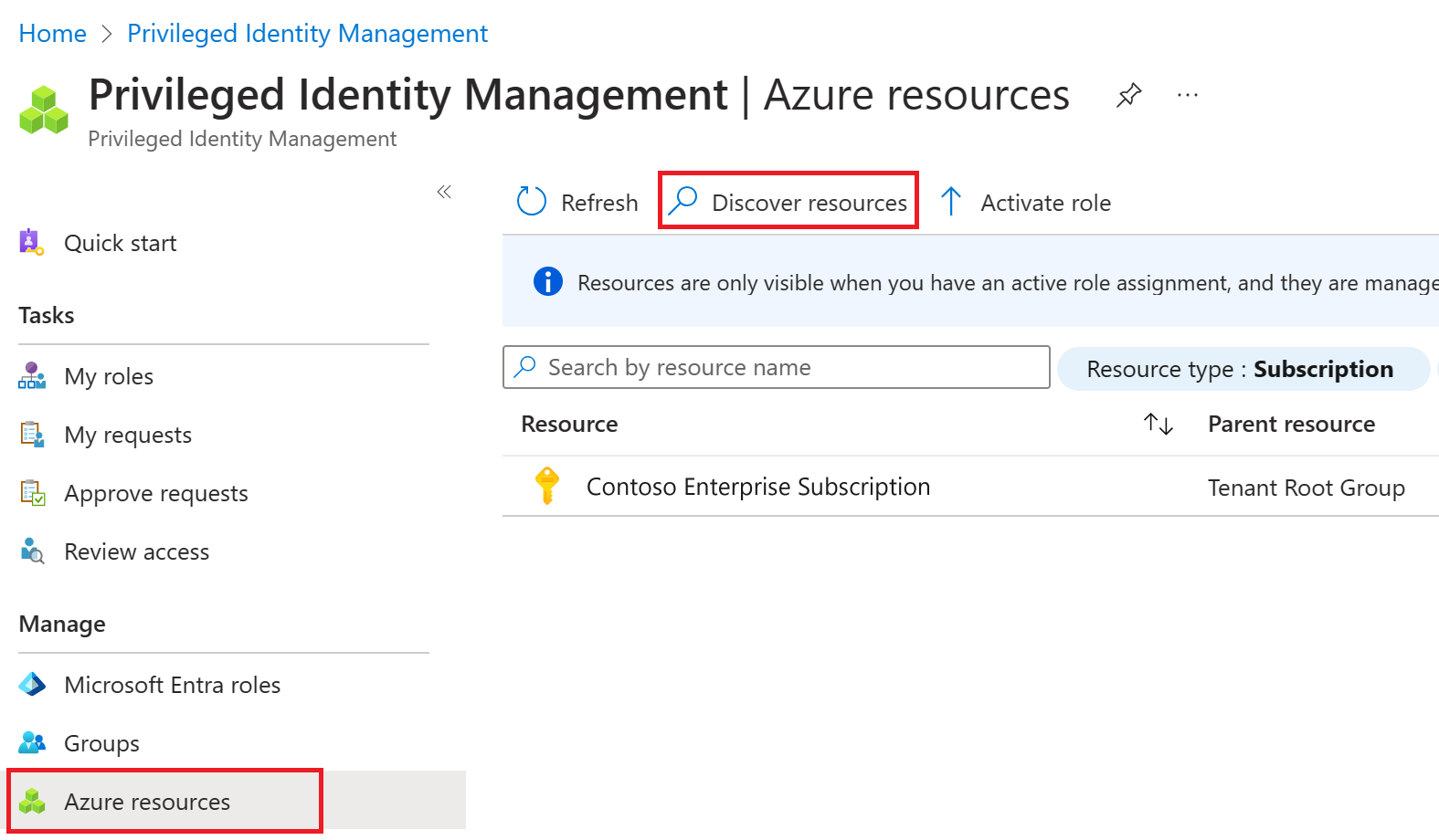 Screenshot of the resource filters within the Azure resources page. Resources that are one currently managed.