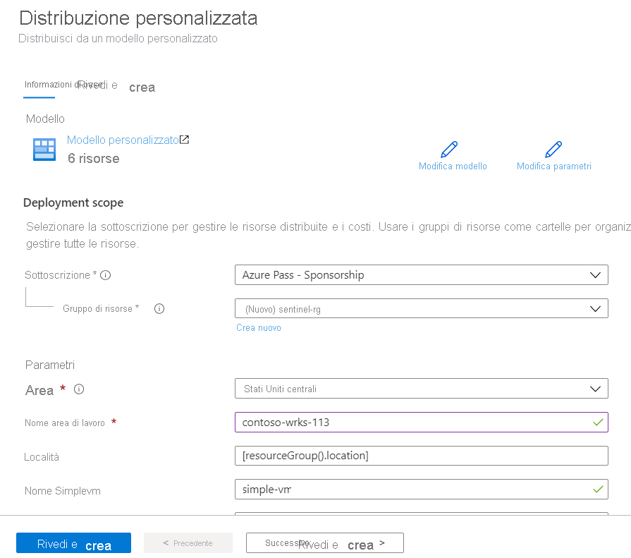 Screenshot della pagina di distribuzione personalizzata.