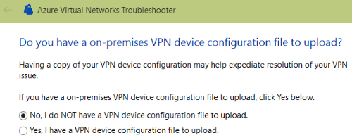 Screenshot della richiesta per il file di configurazione del dispositivo locale.