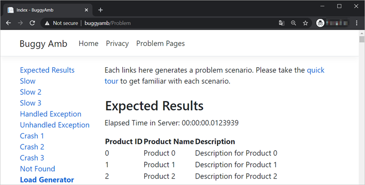Screenshot delle informazioni di output.