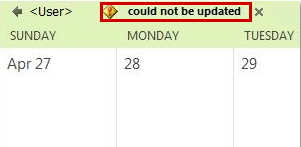 Screenshot di non è stato possibile aggiornare l'errore.