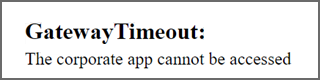 Screenshot dell'errore Gatewaytimeout.