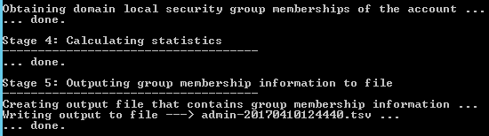 Screenshot che mostra che i risultati verranno archiviati in un file TSV nella directory corrente.