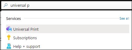 A screenshot del portale di Azure che mostra Stampa universale in 