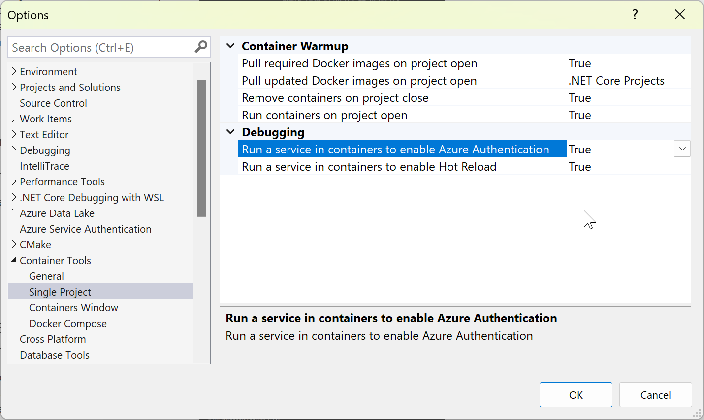 Configurare Visual Studio Container Tools - Visual Studio (Windows)