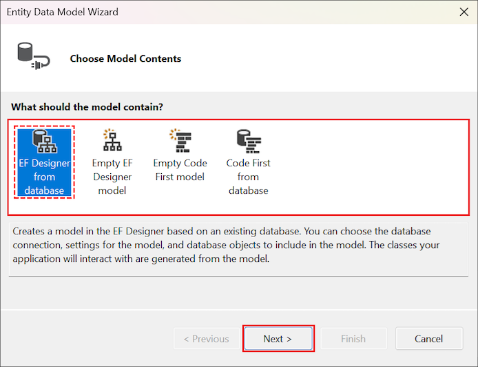 Entity Data Model (procedura guidata)