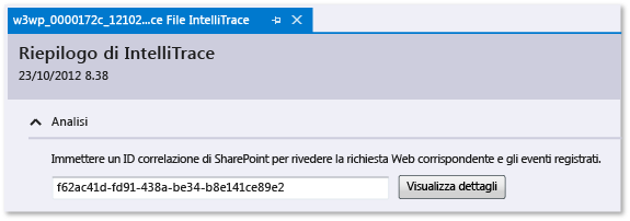 EnterSharePointCorrelationID IntelliTrace log - Enter SharePoint correlation ID