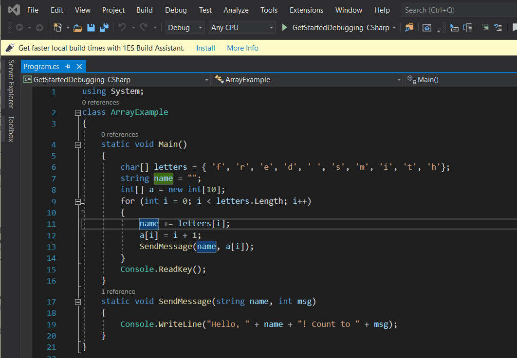 Impostare e raggiungere un punto di interruzione