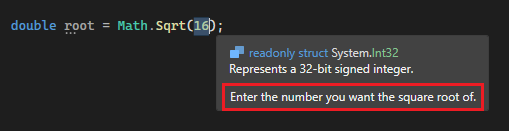 Descrizione comando del parametro di sostituzione del frammento di codice in Visual Studio