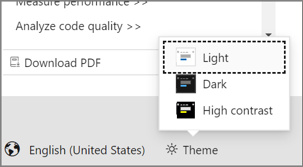 Toggle the color theme for Microsoft Docs pages Docs theme