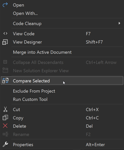 Screenshot della voce di menu di scelta rapida 
