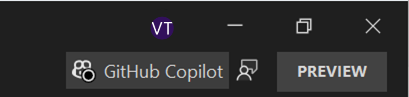 Screenshot del badge di Copilot quando Copilot non è disponibile.