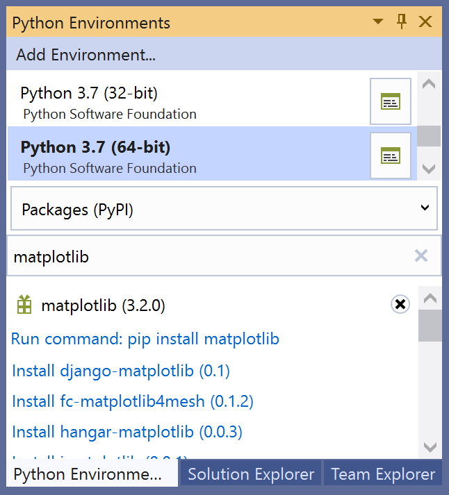 Installing matplotlib in the environment-2019