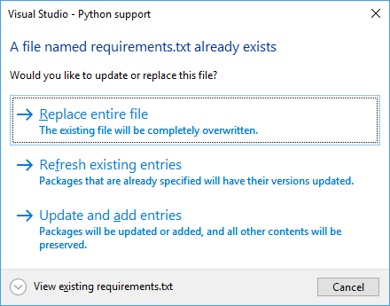 Gestire le dipendenze dei pacchetti Python - Visual Studio (Windows ...