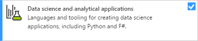 Data Science and Analytics Applications workload in the Visual Studio installer